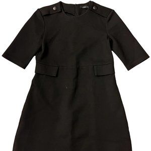 Zara Woman Dress Black Size 5 Made In Portugal Zipper Short Sleeve Above Knee